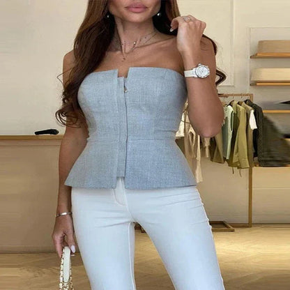ChicStyle™ – Damen Rückenfreies Oberteil Elegante Vielseitigkeit mit Reißverschluss 4