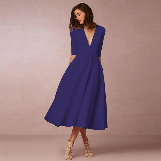 Norma™ – Damen Midikleid Elegante Raffinesse Für Besondere Anlässe-1