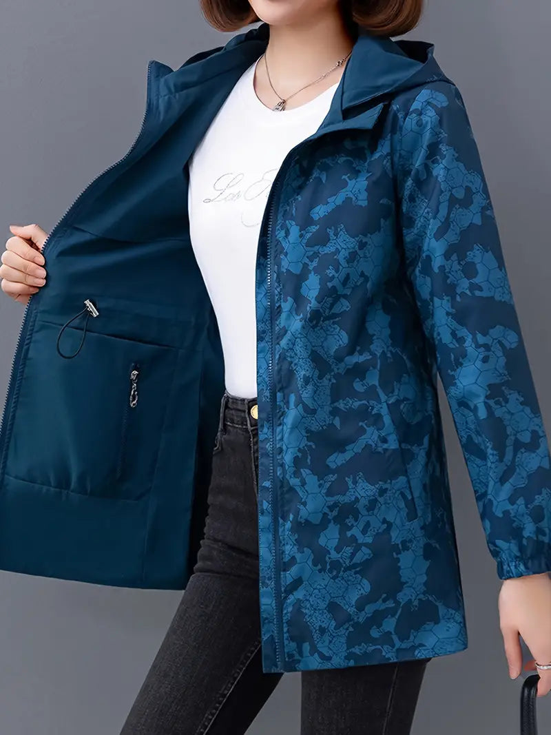 Shilune: Lockere Langarm-Kapuzenjacke mit Kordelzug für Outdoor-Aktivitäten