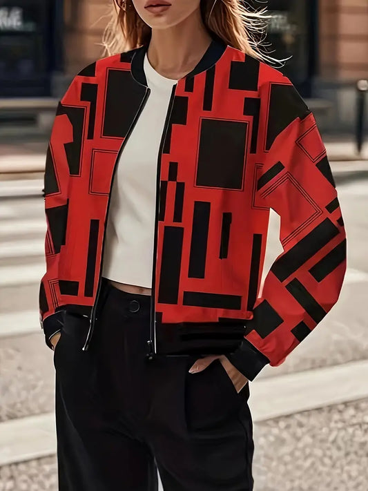 Shivryn Damenjacke: Casual, bedruckter Polyester, Rundhals