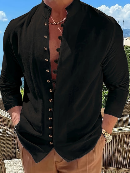 SlimLinea™ – Herren Langarmhemd aus Baumwolle mit modischem Stehkragen