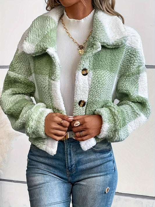 SoftLuxe™ – Kuschelige Teddyjacke für Damen mit stilvoller Knopfleiste
