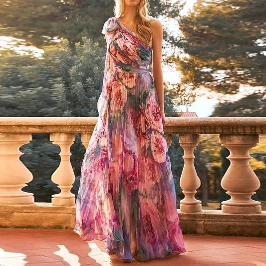 Solayla™ – Damen Kleid für Hochzeitsgast mit Stilvollem Ein Schulter Design