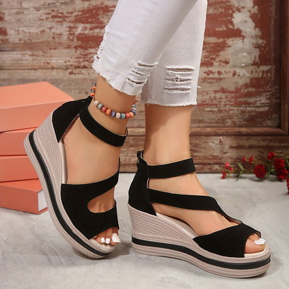 SoleMio™ – Damen Keilsandalen mit Rückenreißverschluss