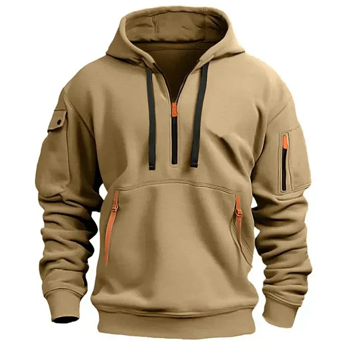 Sportliche Herren Kapuzenpullover mit Halbreißverschluss