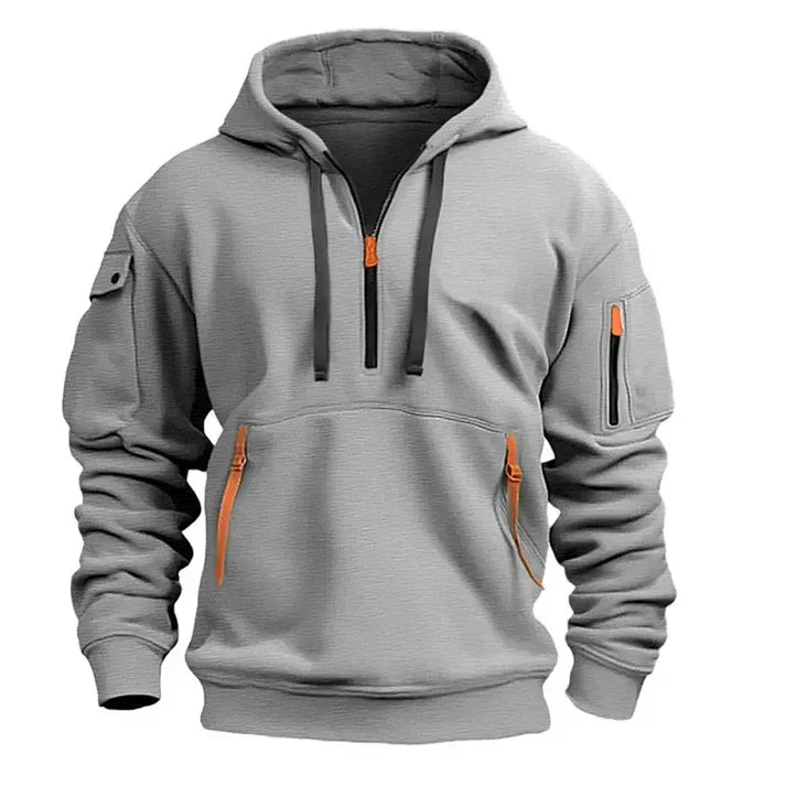 Sportliche Herren Kapuzenpullover mit Halbreißverschluss