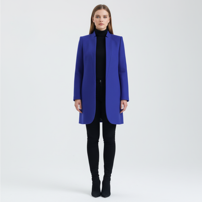 Damen Stehkragen Mantel Elegant Lang