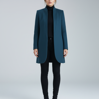 Damen Stehkragen Mantel Elegant Lang