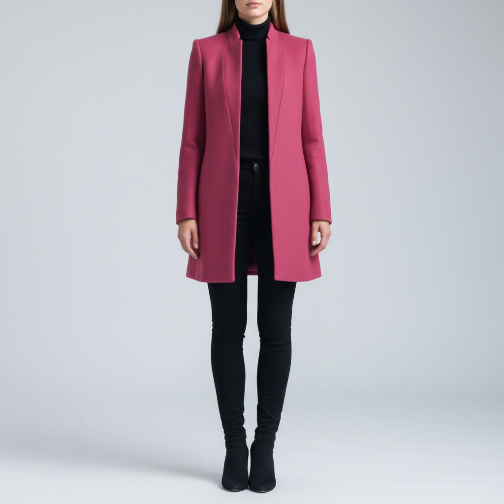 Damen Stehkragen Mantel Elegant Lang