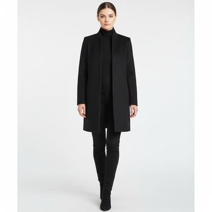 Damen Stehkragen Mantel Elegant Lang