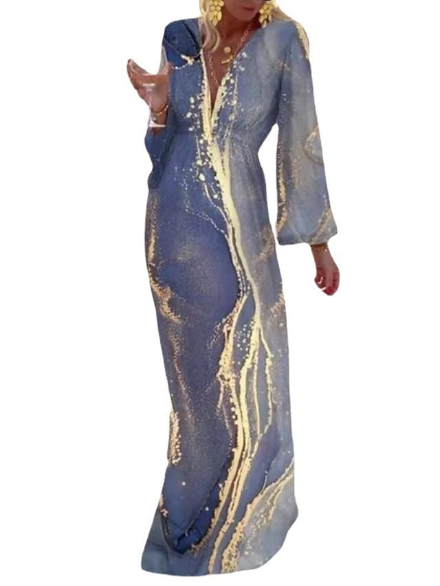 Strandkleid mit V-Ausschnitt, Chiffonärmeln und Taillierung von Elarova