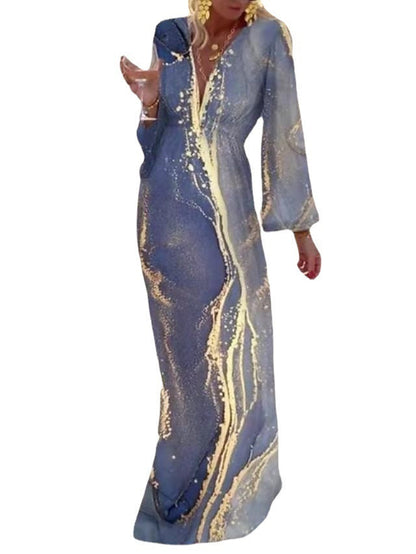 Strandkleid mit V-Ausschnitt, Chiffonärmeln und Taillierung von Elarova