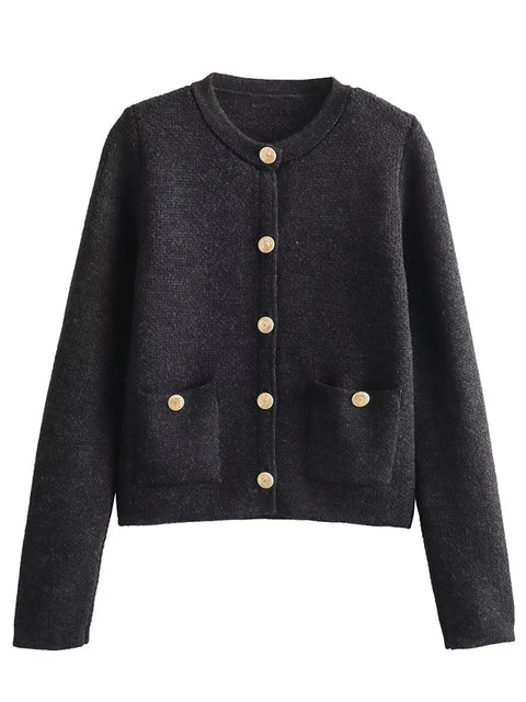 Strick-Cardigan mit Rundhalsausschnitt