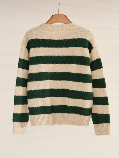 StripeVibe™ – Moderner Damen Strick Cardigan Kurz