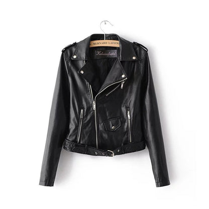 Elarova |  Stylische Damen-Lederjacke mit Gürtel
