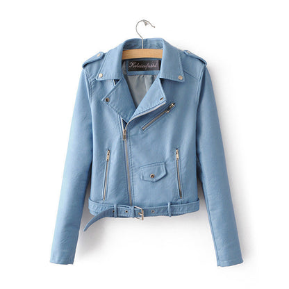 Elarova |  Stylische Damen-Lederjacke mit Gürtel