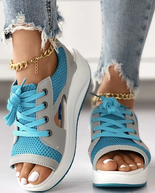 W&W™ – Damen Sandalen mit Gepolstertem Fußbett und Erhöhter Sohle-1