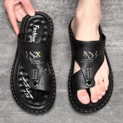 SummerEase™ – Komfortable Herren Leder Flip-Flops