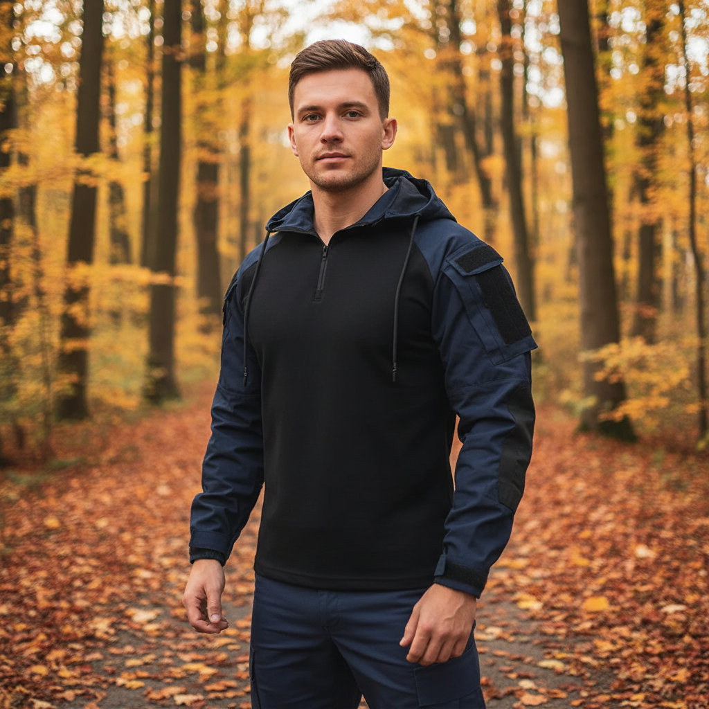 Taktischer Pullover Mit Kapuze Schwarz Militärstyle - Elarova