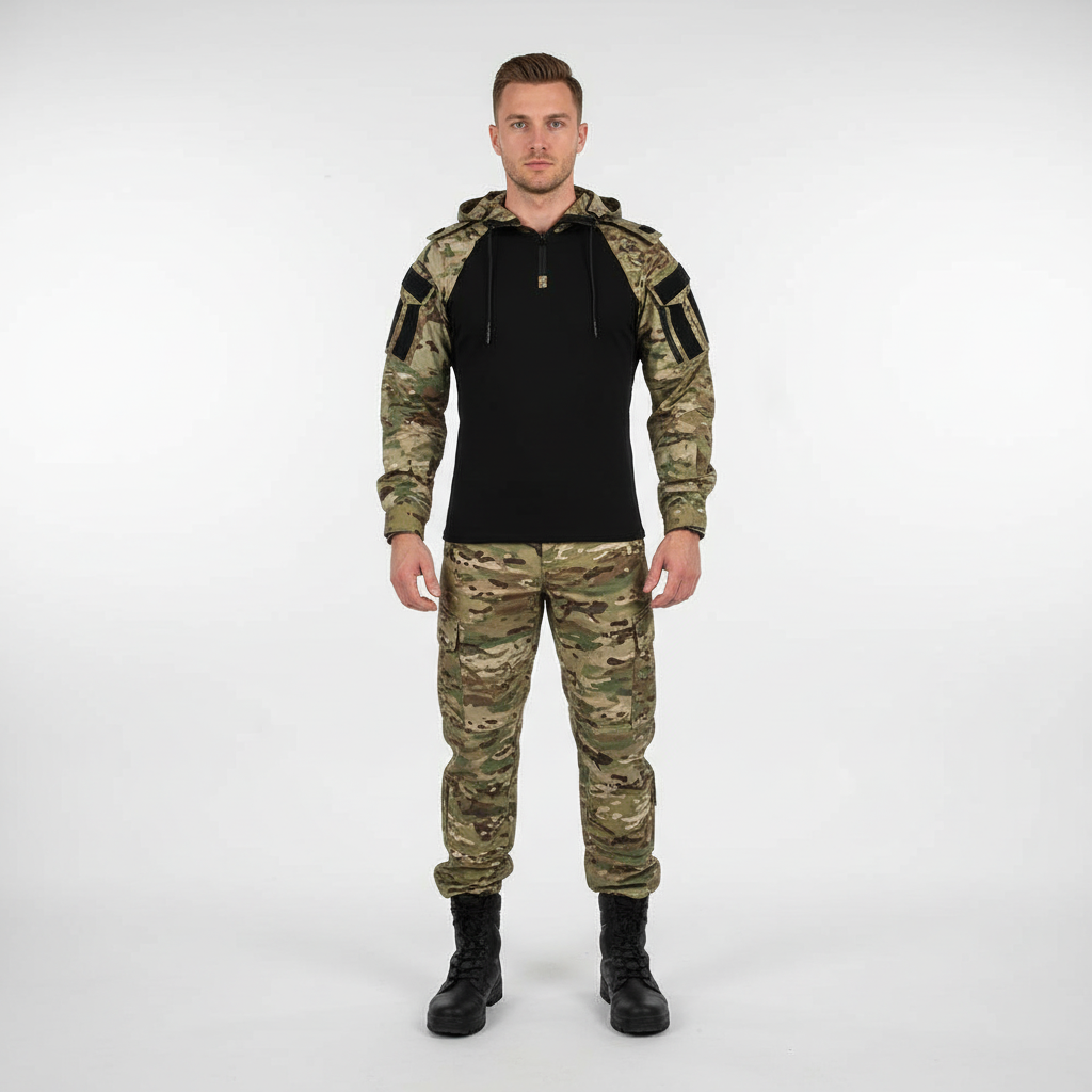 Taktischer Pullover Mit Kapuze Schwarz Militärstyle