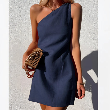 Terracottafarbenes Minikleid mit One-Shoulder-Ausschnitt für Sommer und Partys