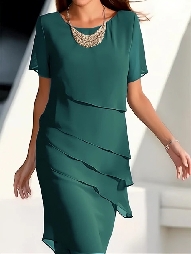 Thema™ – Damen Midi-Kleid mit Eleganten Overlays