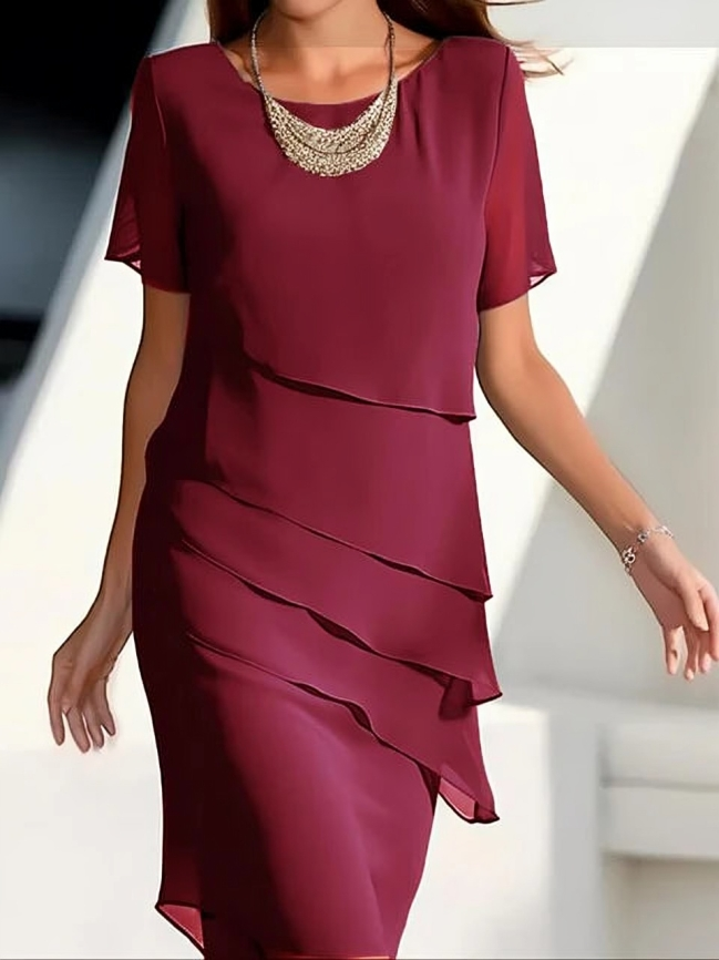Thema™ – Damen Midi-Kleid mit Eleganten Overlays