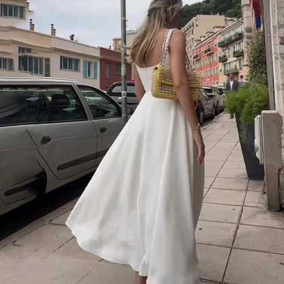 Trägerloses Kleid von Elarova mit Spaghettiträgern und quadratischem Ausschnitt