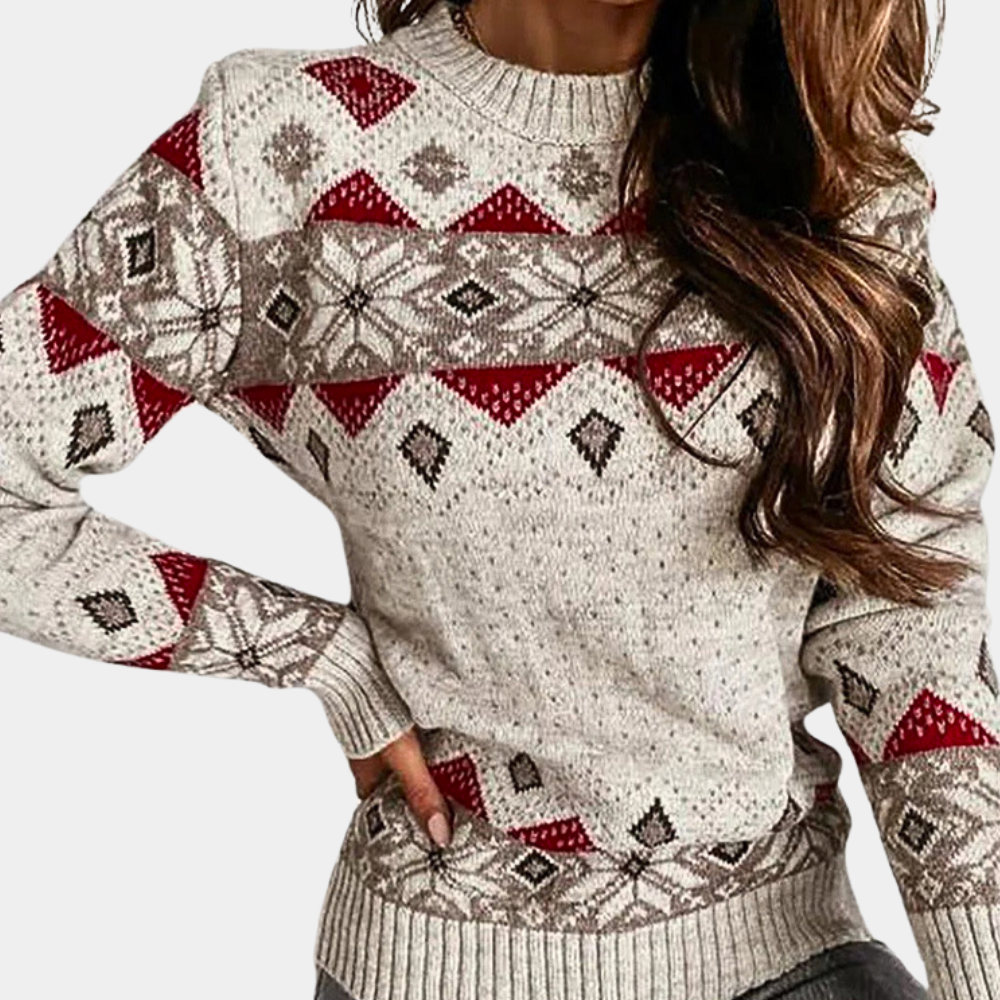 Trendiger geometrischer Damen-Strickpullover
