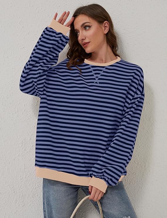 Übergroßer und gestreifter Pullover für Damen