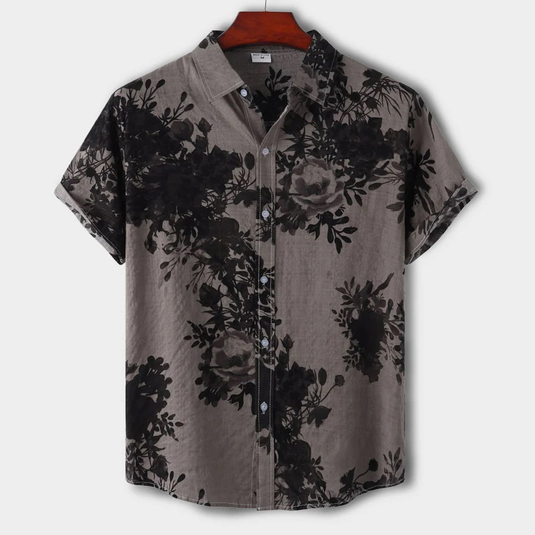 Ulrichius Herren Slim Fit Hemd mit Blumenmuster für den Sommer