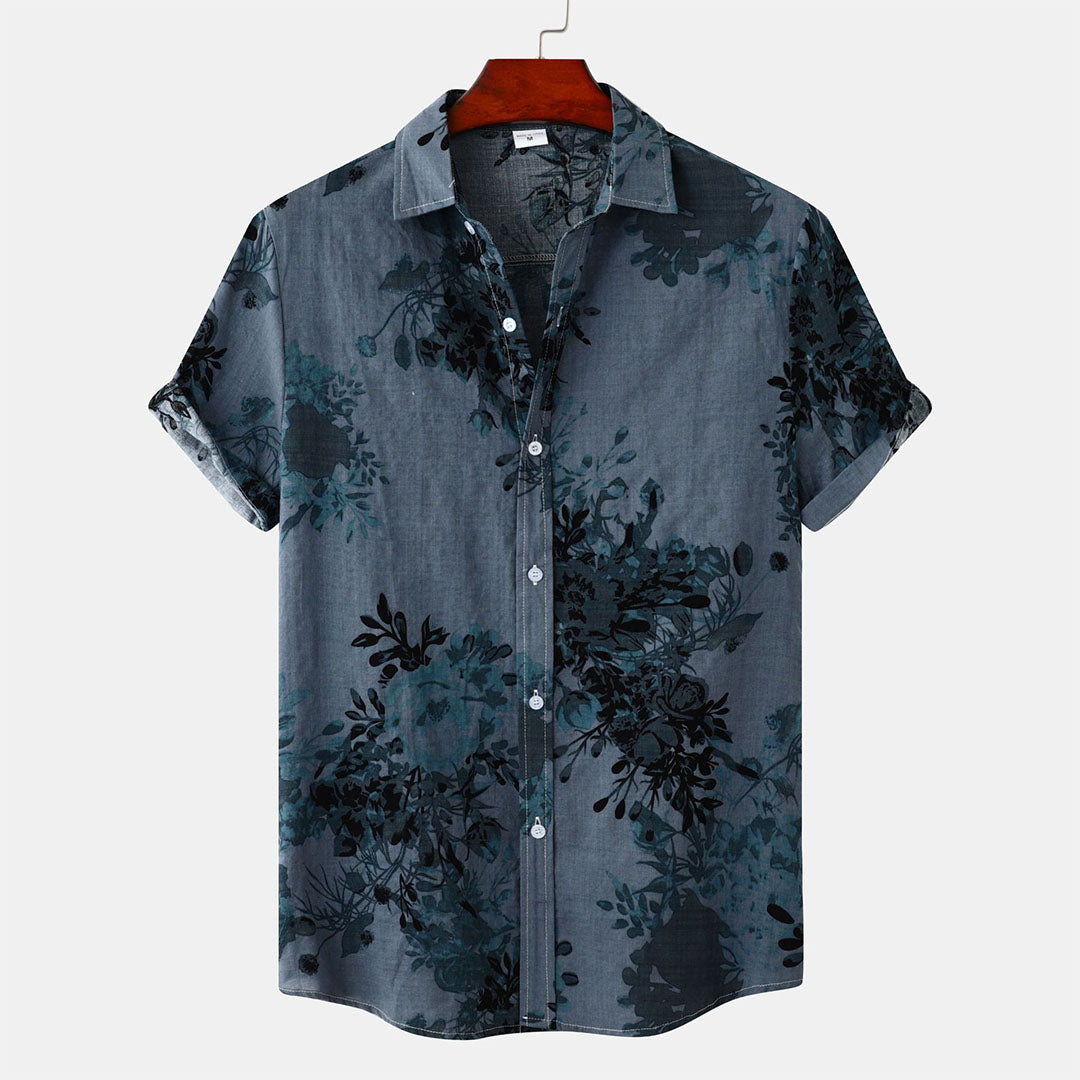 Ulrichius Herren Slim Fit Hemd mit Blumenmuster für den Sommer