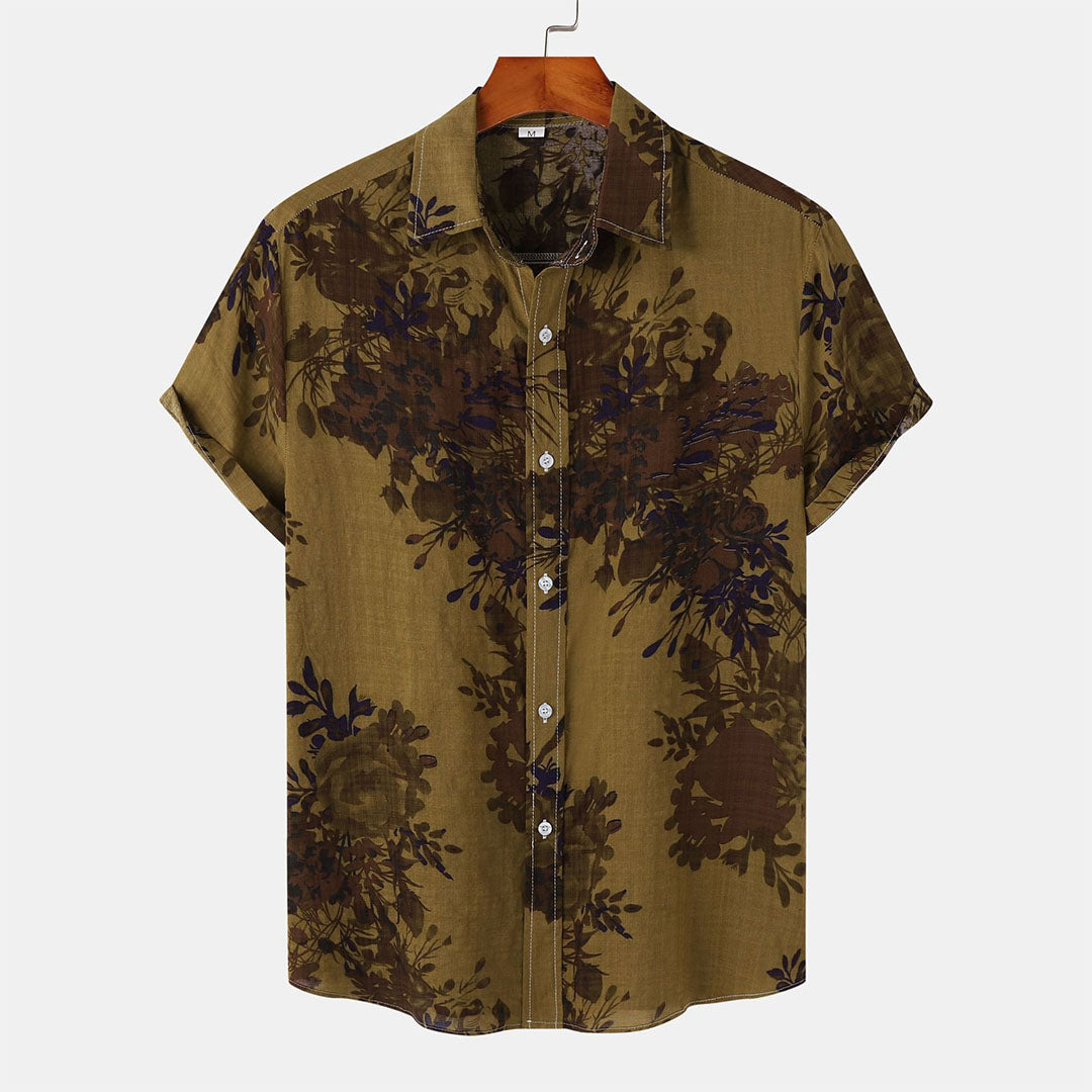 Ulrichius Herren Slim Fit Hemd mit Blumenmuster für den Sommer