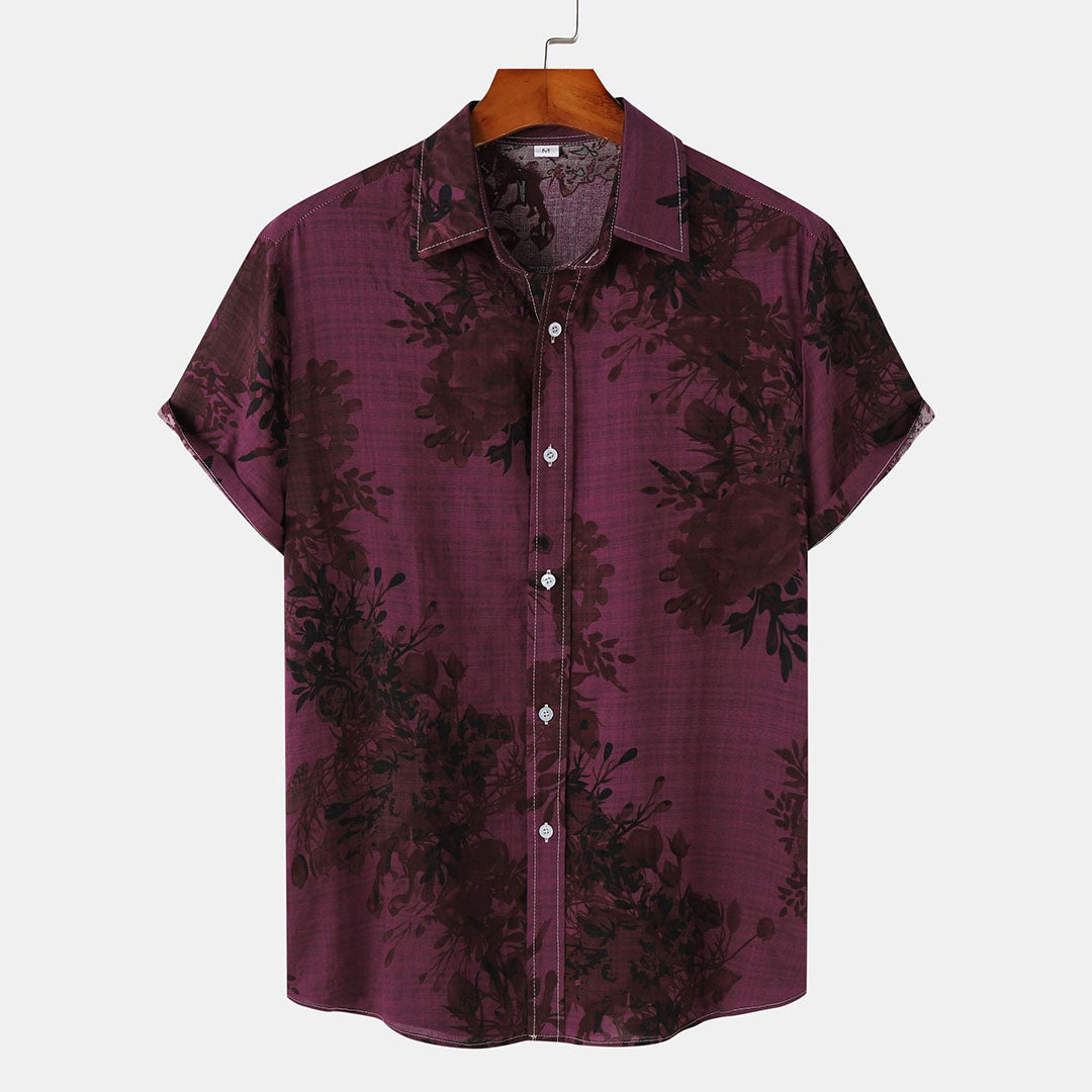 Ulrichius Herren Slim Fit Hemd mit Blumenmuster für den Sommer