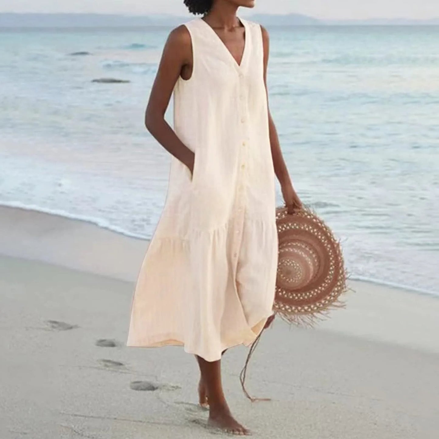 Umaylah: Elegantes Premium-Kleid mit V-Ausschnitt und hohem Tragekomfort
