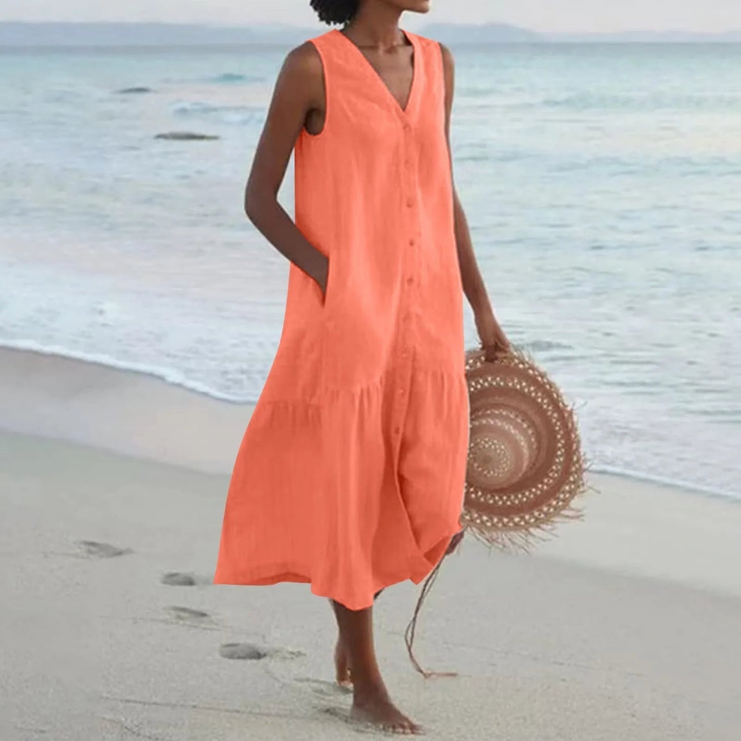 Umaylah: Elegantes Premium-Kleid mit V-Ausschnitt und hohem Tragekomfort