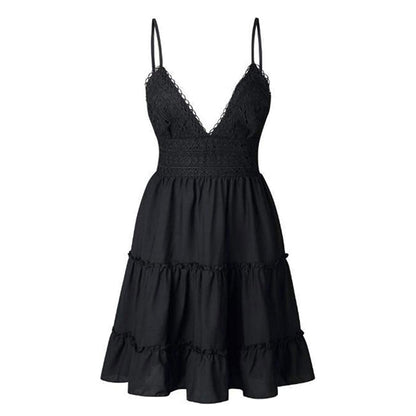 Kleines Trägerkleid V-Ausschnitt Damenkleid Sommer - Elarova