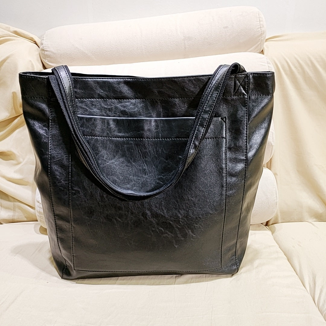 Vegan Leather Wine Bottle Tote Bag with Shoulder Strap and Pocket