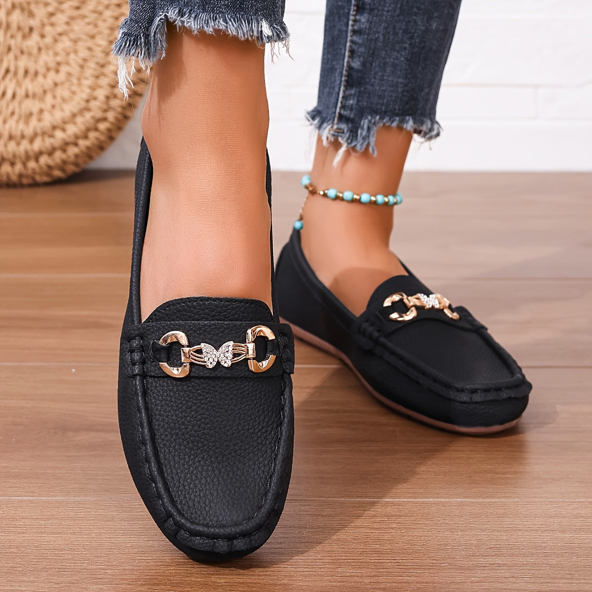Veloura™ – Elegante Damen Slipper mit Kristall Schmetterlings Dekor