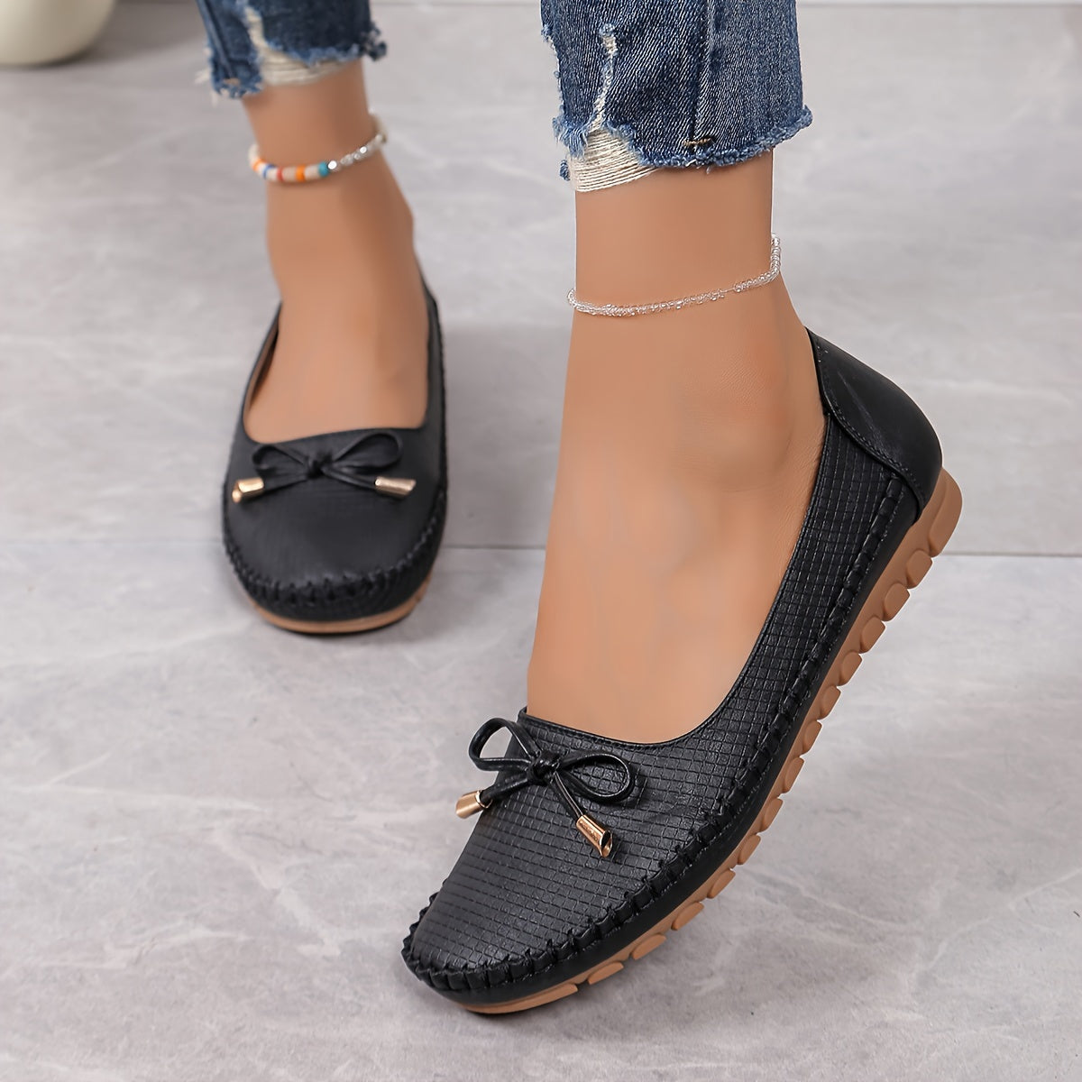 Velurette™ – Elegante Damen Loafer mit Schleifen-Design
