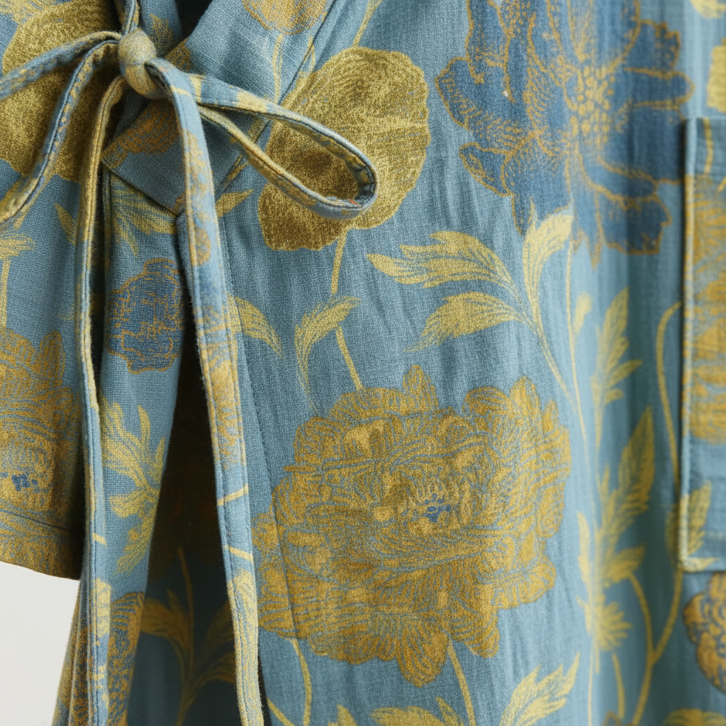 Farbenfroher Kimono Bademantel Blütenmuster