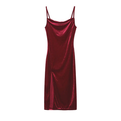 Victorias Elegantes Damenkleid mit Schlitz und Trägern