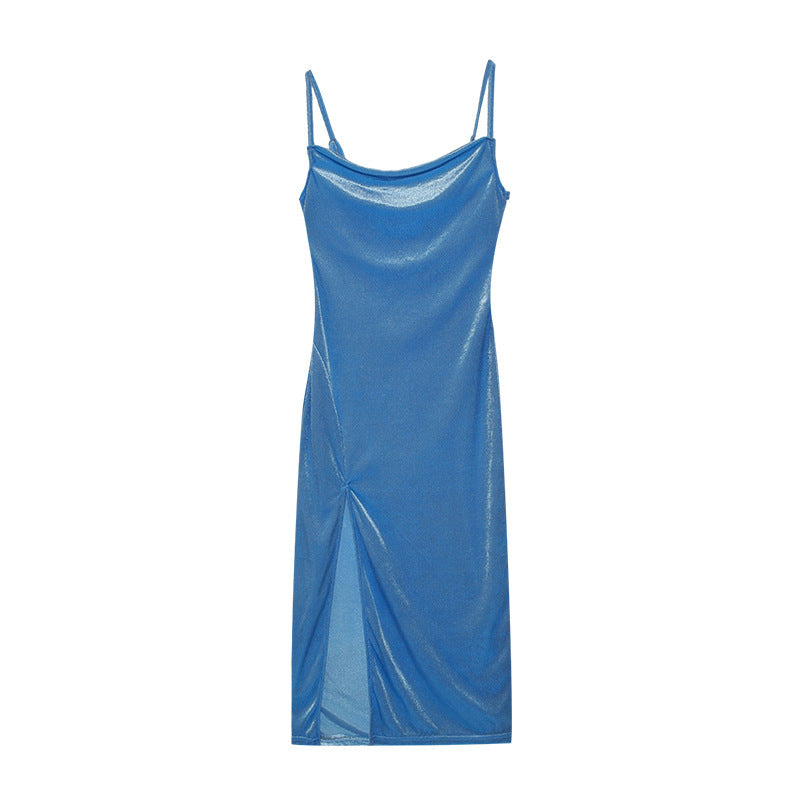 Victorias Elegantes Damenkleid mit Schlitz und Trägern
