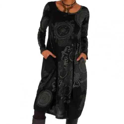 Vintage Midi-Kleid Margriet mit Druck