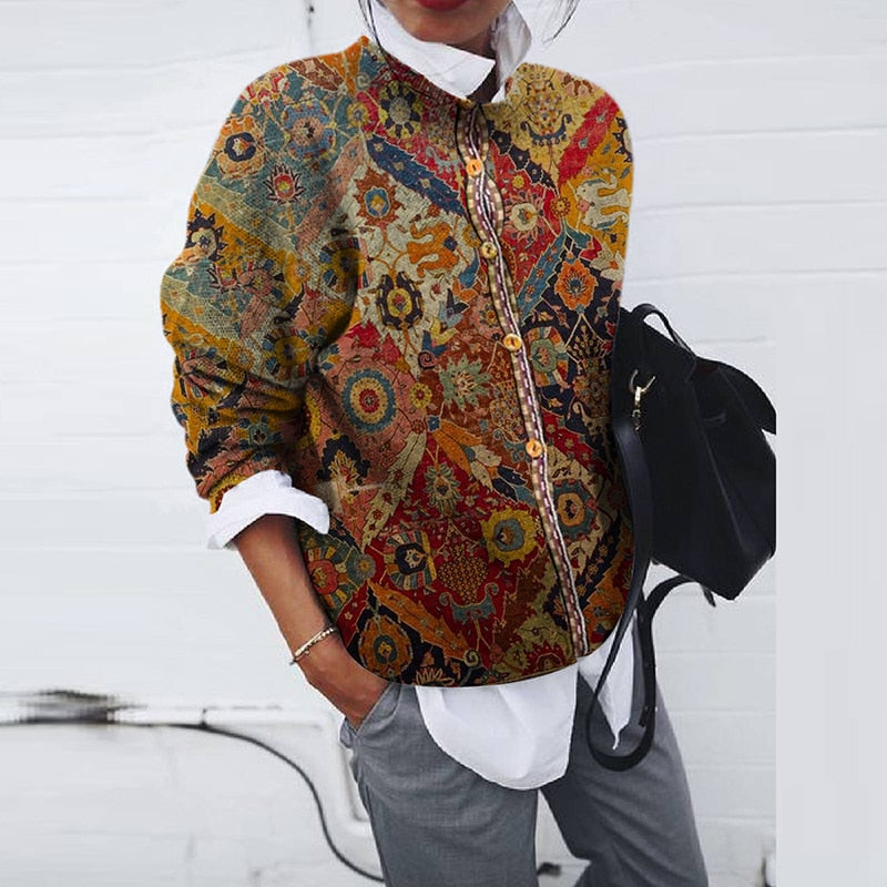 Vintage-Style Damenpullover mit Ethno-Muster von Mira