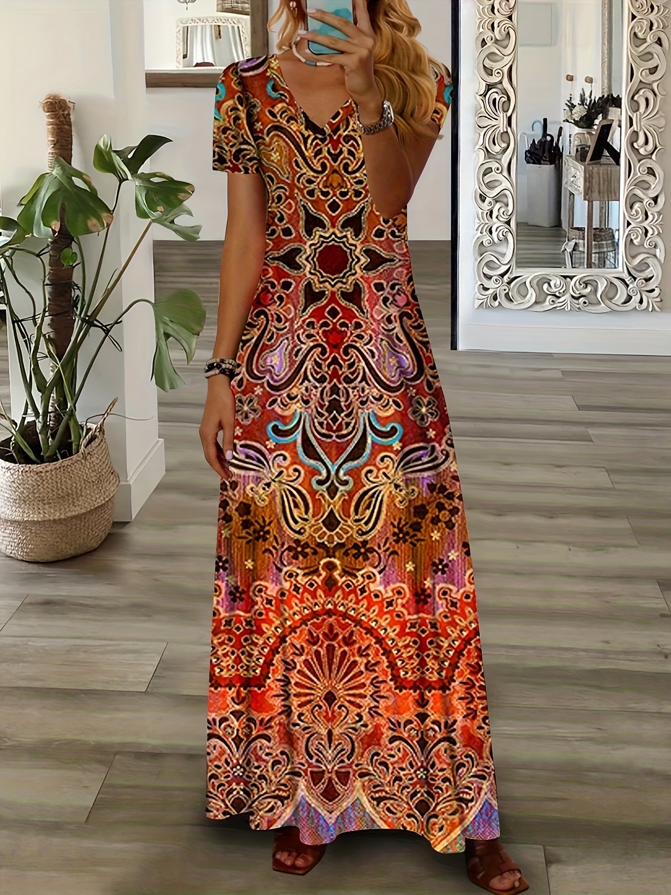 VintageVibe™ – Boho Maxikleid für Damen mit floralem Muster