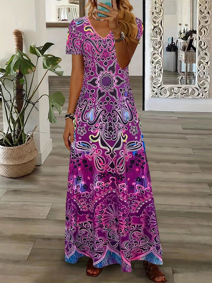 VintageVibe™ – Boho Maxikleid für Damen mit floralem Muster