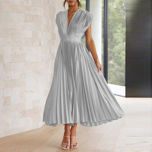 W&W™ – Damen Kleid V-Ausschnitt Elegante Silhouette Bequem & Vielseitig-1