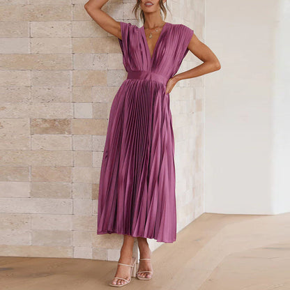 W&W™ – Damen Kleid V-Ausschnitt Elegante Silhouette Bequem & Vielseitig-3