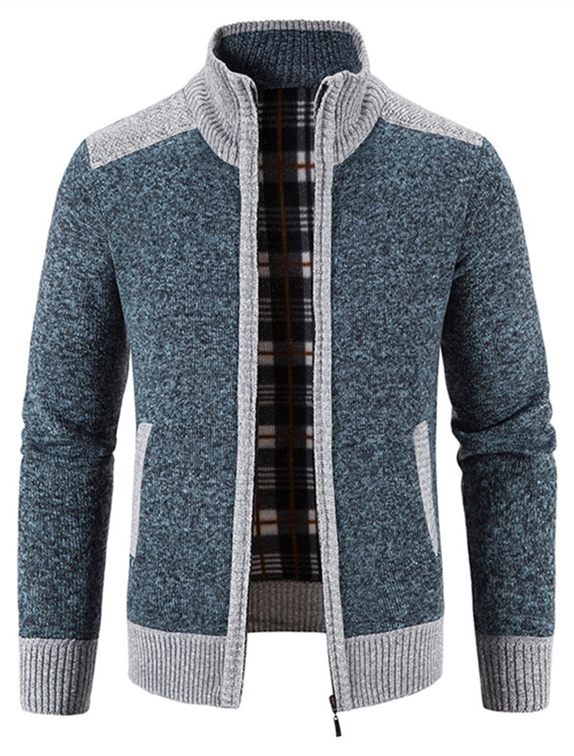 Warme, elegante Strickjacke aus Fleece - Modell Sascha